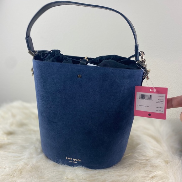 KATE SPADE SUZY SUEDE SMALL BUCKET SHOULDER BAG - Picture 6 of 10